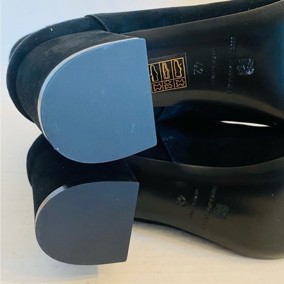 BRUNO MAGLI Vinny Suede Ankle Booties Made in ITALY Block Heel Black Size 12 NEW - Picture 12 of 16